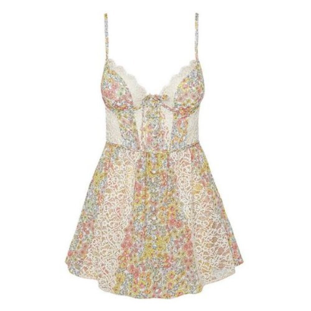 New! For Love and Lemons Esme Floral Mini Dress Size XL 23986